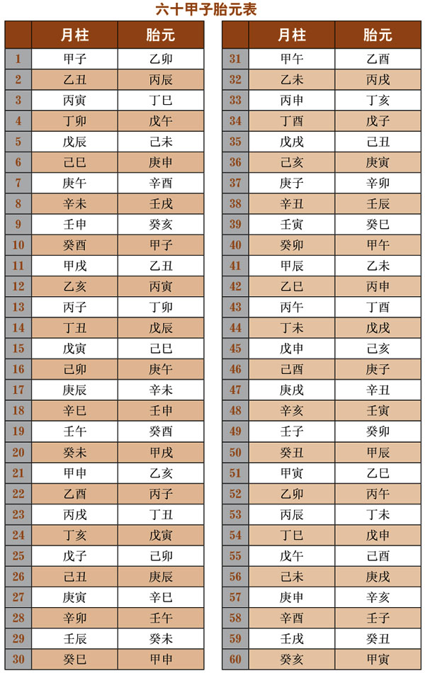 六十甲子胎元表